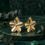Golden Fleur Textured Stainless Steel Stud Earrings