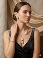 Elegant Gold-Tone Mother of Pearl Pendant Necklace & Stud Earrings Set - Image 3