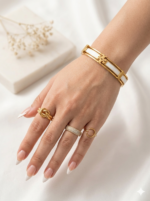 Golden Clover Enamel Elegance Bangle - Image 2