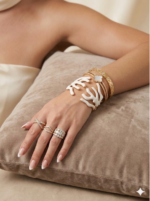 Elegant Gold & White Coral Design Bracelet Set for Women – Luxury Fashion Bangle Set (3 Pieces) - Image 2