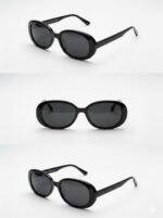 Trendy Black Oval Retro Sunglasses for Women - Image 2