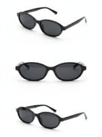 Fashion Black Slim Oval Sunglasses for Women - Image 2