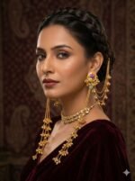 Elegant Lotus Design Long Chain Jhumka Earrings for Women – Gold Plated Traditional Bridal & Party Jewelry - Image 2