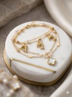Elegant Dolphin Charm Gold Bracelet with Pearl Accents