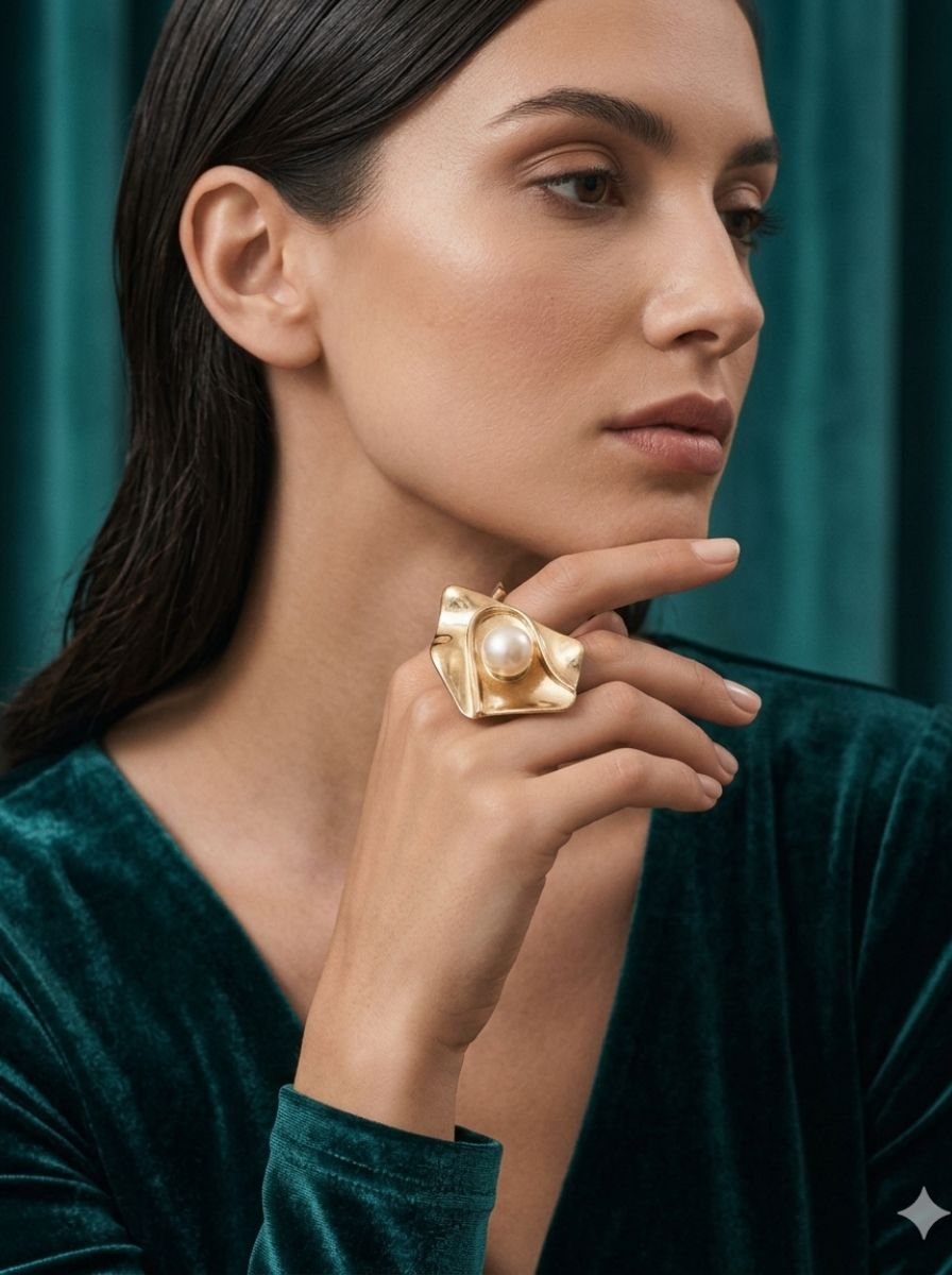 Untitled design - 2026-03-12T152500.725 Luxury Gold Plated Pearl Statement Ring for Women - Image 1