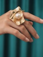 Luxury Gold Plated Pearl Statement Ring for Women - Image 2