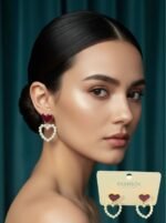 Elegant Red Heart Pearl Drop Earrings for Women – Romantic Gold Tone Fashion Jewelry - Image 2