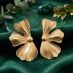 Elegant Gold Flower Statement Earrings for Women