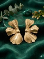 Elegant Gold Flower Statement Earrings for Women
