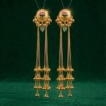 Elegant Lotus Design Long Chain Jhumka Earrings for Women – Gold Plated Traditional Bridal & Party Jewelry