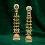 Traditional Green Stone Long Jhumka Earrings for Women – Gold Plated Ethnic Bridal & Wedding Jewelry